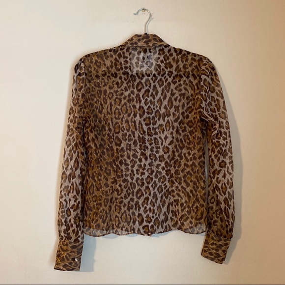 DOLCE & GABBANA leopard print sheer button up top S - Picture 11 of 12